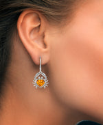 Cargar imagen en el visor de la galería, Sterling Silver_Amber Rosa® Red Genuine Amber Happy Crab Dangle Earrings_i_Heart_2
