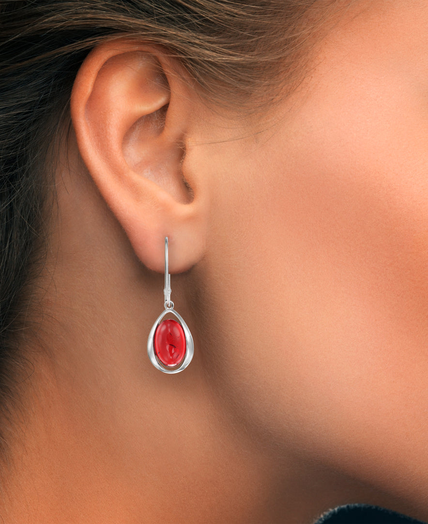 18K Yellow Gold Over Sterling Silver Amber Rosa® Red Genuine Amber Modern Tearop Dangle Earrings_I_Heart_2