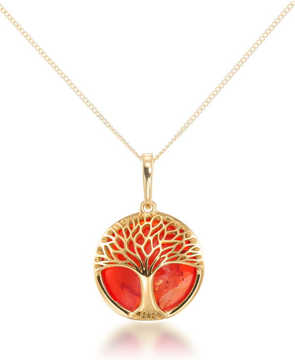 Amber Rosa® Red Genuine Amber Tree of Life Pendant, 18" Chain_I_Heart_1