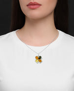Load image into Gallery viewer, Sterling Silver_Amber Rosa™ Genuine Multicolor Amber Flower Pendant - iHeart Jewels_I_Heart_1

