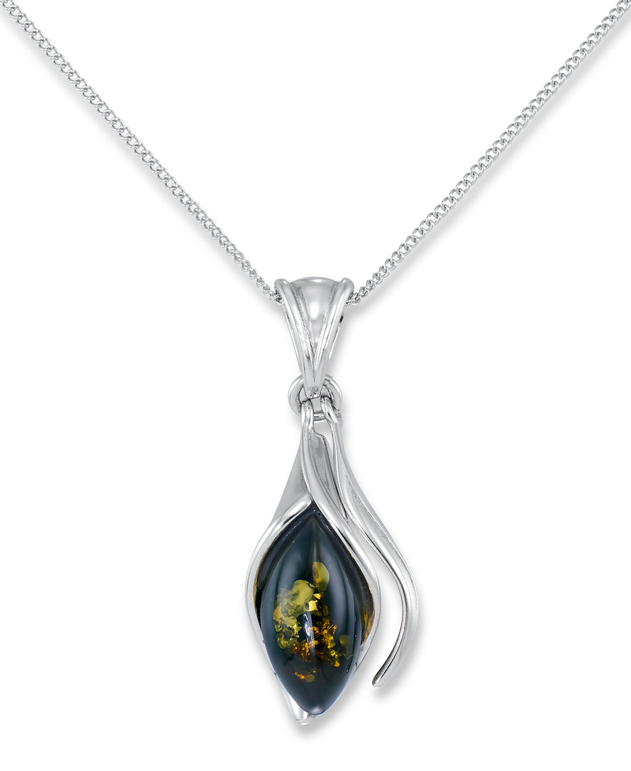 Sterling Silver_Amber Rosa™ Genuine Amber Calla Lily Pendant, 18"_I_Heart_1