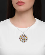 Load image into Gallery viewer, Sterling Silver_Amber Rosa™ Genuine Amber Round Art Deco Pendant, 18&quot;_I_Heart_1
