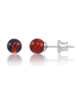 Load image into Gallery viewer, Sterling Silver_Amber Rosa™ Genuine Cognac Amber Ball Stud Earrings_I_Heart_1
