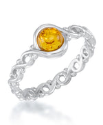 Load image into Gallery viewer, Sterling Silver Genuine Honey Amber Petite Cabochon Ring_I_Heart_2
