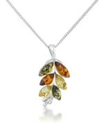 Load image into Gallery viewer, Sterling Silver_Amber Rosa™ Genuine Multicolor Amber Autumn Leaves Pendant, 18&quot;_I_Heart_1
