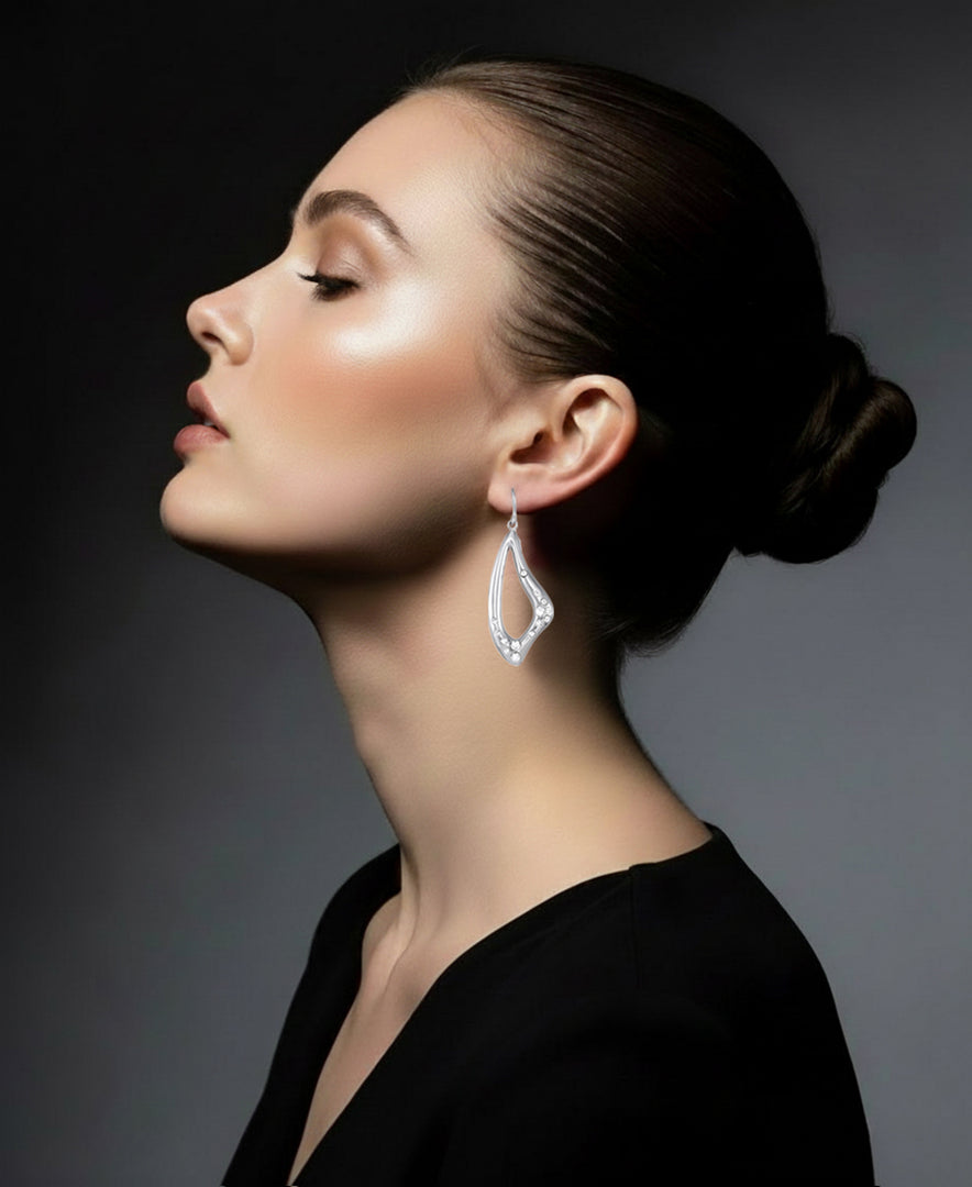 Platinum Tone_1/8 CT. T.W. Simulated Diamond Freeform Teardrop Dangle Earrings_I_Heart_2