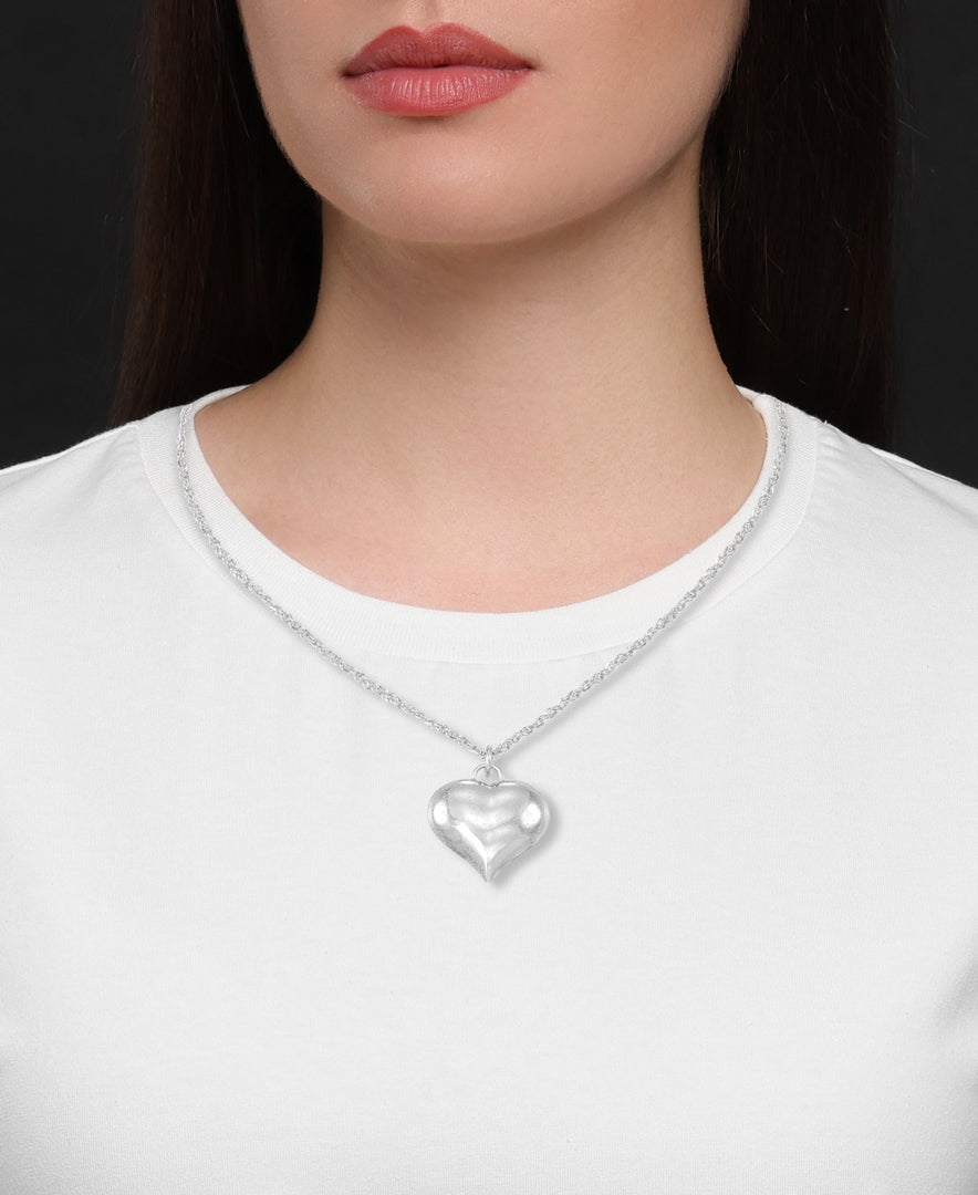 Platinum over Sterling Silver_Bold Puffy Heart Pendant, 18"_I_Heart_1