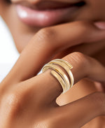 Cargar imagen en el visor de la galería, 14K Yellow Gold over Sterling Silver_Bypass Ring_I_Heart_1
