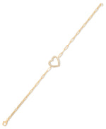 Load image into Gallery viewer, 14K Yellow Gold over Sterling Silver_1/6 CT. T.W. Simulated Diamond Heart Paper Clip Bracelet_I_Heart_1
