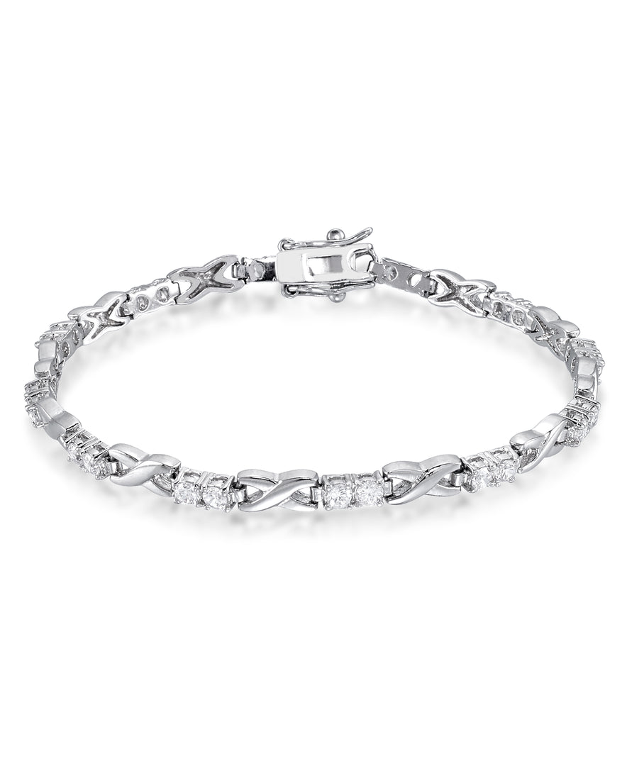 Platinum Tone_CT. T.W. Simulated Diamond Hugs and Kisses Tennis Bracelet , 7.5"_I_Heart_1