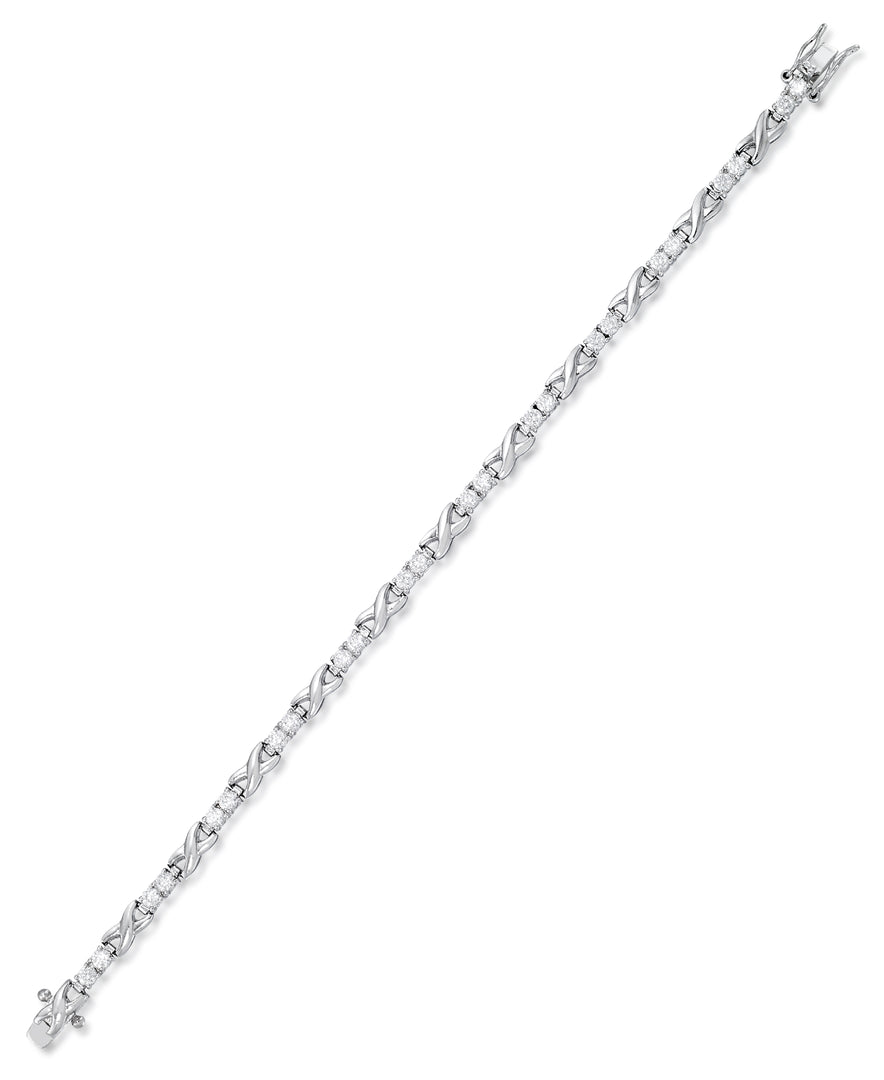Platinum Tone_CT. T.W. Simulated Diamond Hugs and Kisses Tennis Bracelet , 7.5"_I_Heart_1