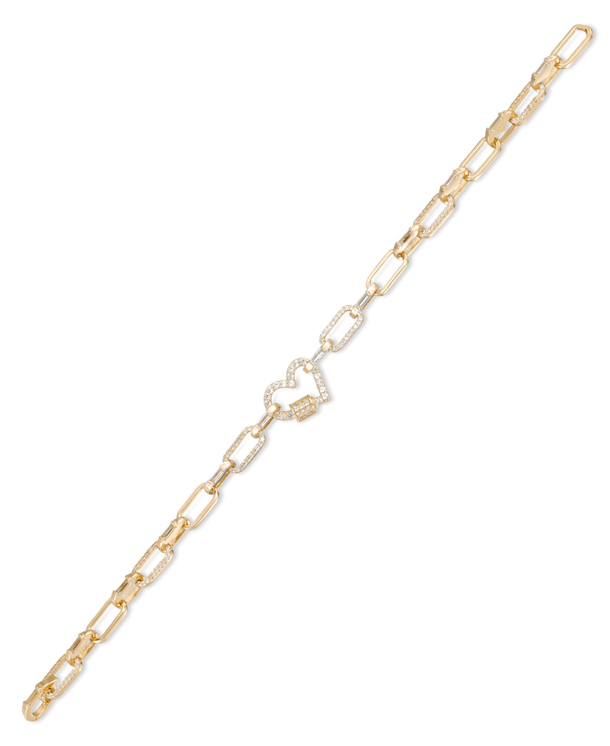 14K Yellow Gold over Sterling Silver_CT. T.W. Simulated Diamond Paper Clip Bracelet with Pave Heart Clasp_I_Heart_1