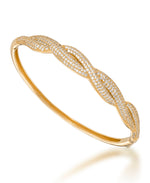 Load image into Gallery viewer, 14K Yellow Gold over Sterling Silver_CT. T.W. Simulated Diamond Pave Braided Hinged Bangle, 7&quot;_I_Heart_1
