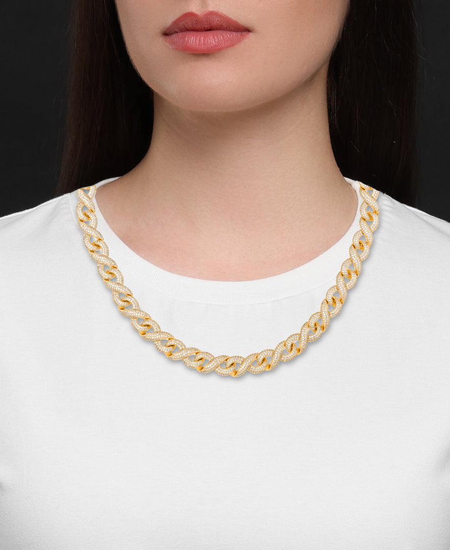 Yellow Gold Tone_32 1/5 CT. T.W. Simulated Diamond Pave Infinity Links Necklace_I_Heart_1