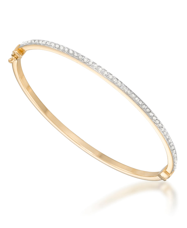 14K Yellow Gold over Sterling Silver_CT. T.W. Simulated Diamond Pave Line Bangle, 7"_I_Heart_1