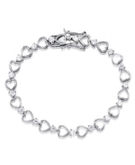 Load image into Gallery viewer, Platinum Tone_CT. T.W. Simulated Diamond Solitaires and Hearts Tennis Bracelet , 7.5&quot;_I_Heart_1
