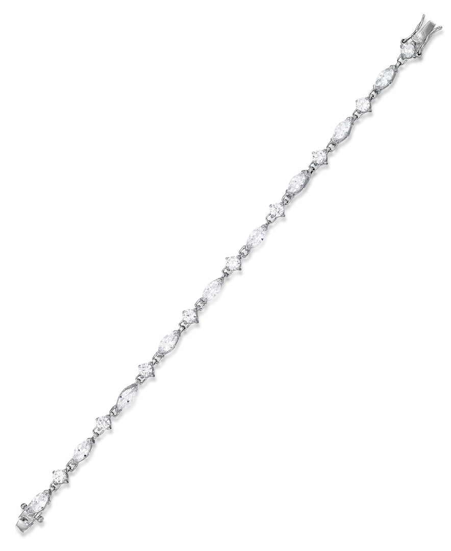 Platinum Tone_CT. T.W. Simulated Diamond Solitaires and Marquise Tennis Bracelet , 7.5"_I_Heart_1