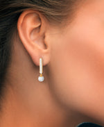Load image into Gallery viewer, 14K Yellow Gold over Sterling Silver_1/2 CT. T.W. Simulated Diamond Teardrop Dangle Earrings and High Polished Hoop Earrings Set_I_Heart_1
