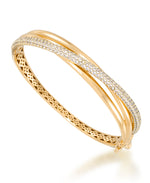 Load image into Gallery viewer, 14K Yellow Gold over Sterling Silver_2 1/5 CT. T.W. Simulated Diamond Crossover Bangle Bracelet_I_Heart_1
