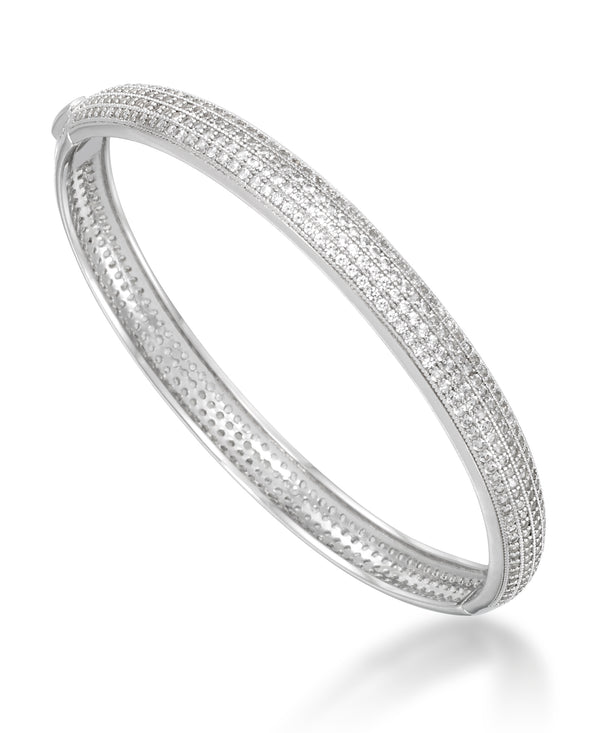 Platinum over Sterling Silver_1 1/3 CT. T.W. Simulated Diamond Domed Bangle Bracelet_I_Heart_1