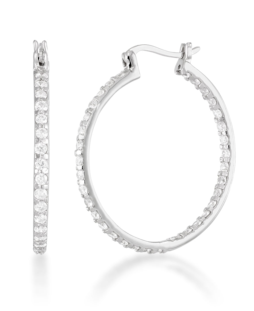 Platinum over Sterling Silver_1/3 CT. T.W. Simulated Diamond Round Hoop Earrings_I_Heart_1