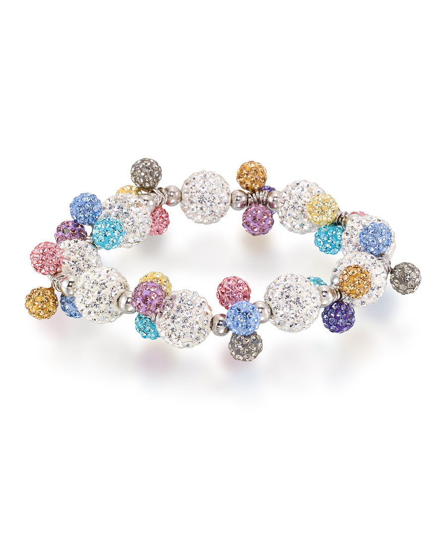 Platinum over Sterling Silver_9 5/8 CT. T.W. Simulated Diamond and Gemstone Multi Glitter Ball Stretch Bracelet_I_Heart_1