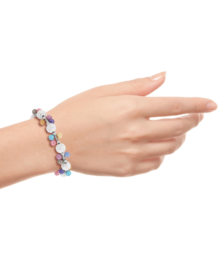 Platinum over Sterling Silver_9 5/8 CT. T.W. Simulated Diamond and Gemstone Multi Glitter Ball Stretch Bracelet_I_Heart_1