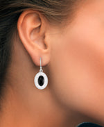 Load image into Gallery viewer, Platinum over Sterling Silver_1/3 CT. T.W. Simulated Diamond and Onyx Earring and Pendant Set, 18&quot;_I_Heart_1
