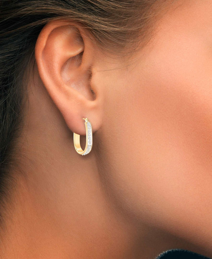 Yellow Gold_Diamond Fascination® 14K Gold Diamond Accent Bold Pear Shape Hoop Earrings - iHeart Jewels_I_Heart_1
