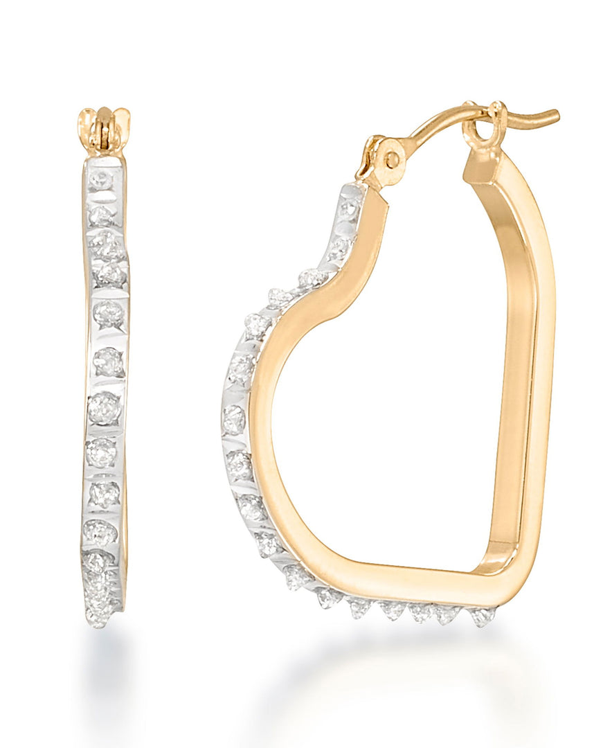 Yellow Gold_Diamond Fascination® 14K Gold Diamond Accent Heart Shape Hoop Earrings - iHeart Jewels_I_Heart_1