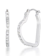 Load image into Gallery viewer, White Gold_Diamond Fascination® 14K Gold Diamond Accent Heart Shape Hoop Earrings - iHeart Jewels_I_Heart_2
