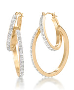 Load image into Gallery viewer, Yellow Gold_Diamond Fascination® 14K Gold Diamond Accent Luxury Link Double Hoop Earrings - iHeart Jewels_I_HEART_1
