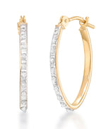 Load image into Gallery viewer, Yellow Gold_Diamond Fascination® 14K Gold Diamond Accent Petite Oval Hoop Earrings - iHeart Jewels_I_Heart_1

