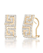 Cargar imagen en el visor de la galería, Yellow Gold_Diamond Fascination® 14K Yellow Gold Diamond Accent Greek Key Hoop Earrings - iHeart Jewels_I_Heart_1
