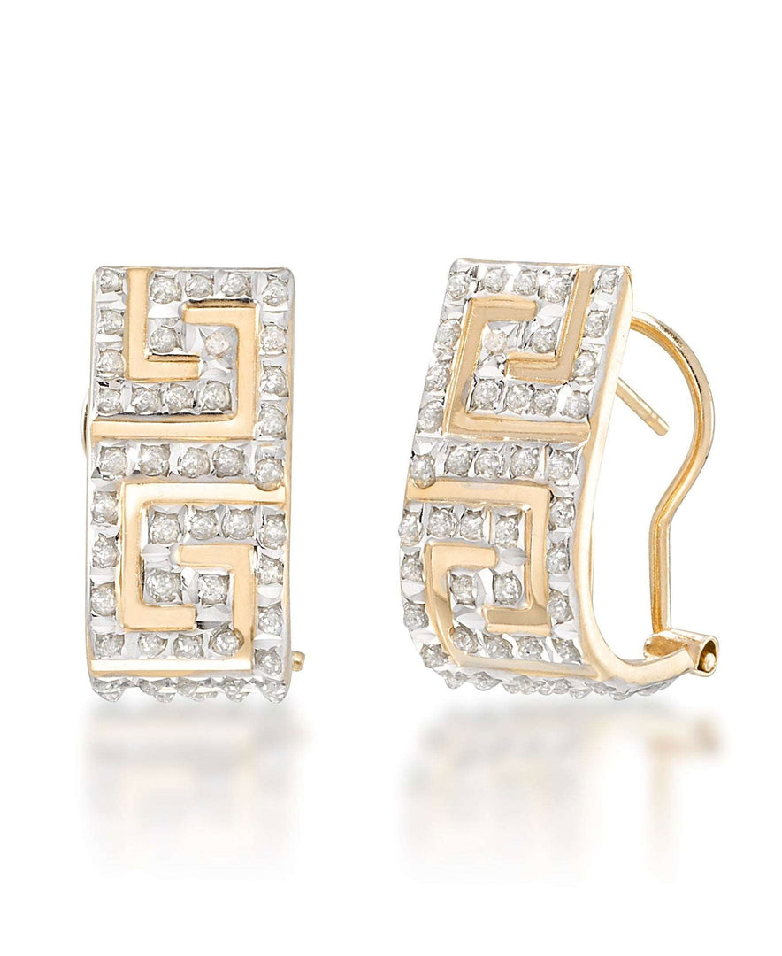 Yellow Gold_Diamond Fascination® 14K Yellow Gold Diamond Accent Greek Key Hoop Earrings - iHeart Jewels_I_Heart_1