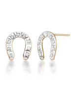 Load image into Gallery viewer, Yellow Gold_Diamond Fascination® 14K Yellow Gold Diamond Accent Horseshoe Stud Earrings - iHeart Jewels_I_Heart_1
