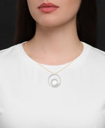 Load image into Gallery viewer, 18K Yellow Gold over Sterling Silver_Diamond Fascination® Diamond Accent Sterling Silver Concentric Circle Pendant with Genuine Cultured Pearl - iHeart Jewels_I_Heart_1

