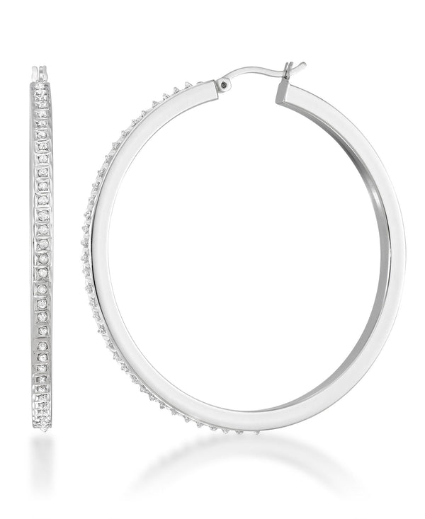 Platinum over Sterling Silver_Diamond Fascination® Diamond Accent Sterling Silver Bold Large Hoop Earrings - iHeart Jewels_I_Heart_1