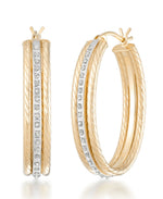 Load image into Gallery viewer, 18K Yellow Gold over Sterling Silver_Diamond Fascination® Diamond Accent Sterling Silver Bold Twist Oval Hoop Earrings - iHeart Jewels_I_Heart_1
