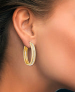 Load image into Gallery viewer, 18K Yellow Gold over Sterling Silver_Diamond Fascination® Diamond Accent Sterling Silver Bold Twist Oval Hoop Earrings - iHeart Jewels_I_Heart_1
