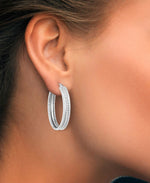 Load image into Gallery viewer, Platinum over Sterling Silver_Diamond Fascination® Diamond Accent Sterling Silver Bold Twist Oval Hoop Earrings - iHeart Jewels_I_Heart_2
