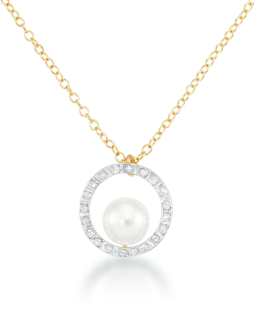 18K Yellow Gold over Sterling Silver_Diamond Fascination® Diamond Accent Sterling Silver Circle Pendant with Genuine Cultured Pearl - iHeart Jewels_I_Heart_1