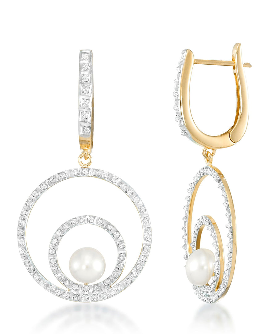 18K Yellow Gold over Sterling Silver_Diamond Fascination® Diamond Accent Sterling Silver Concentric Circle Drop Earrings with Genuine Cultured Pearl - iHeart Jewels_I_Heart_1