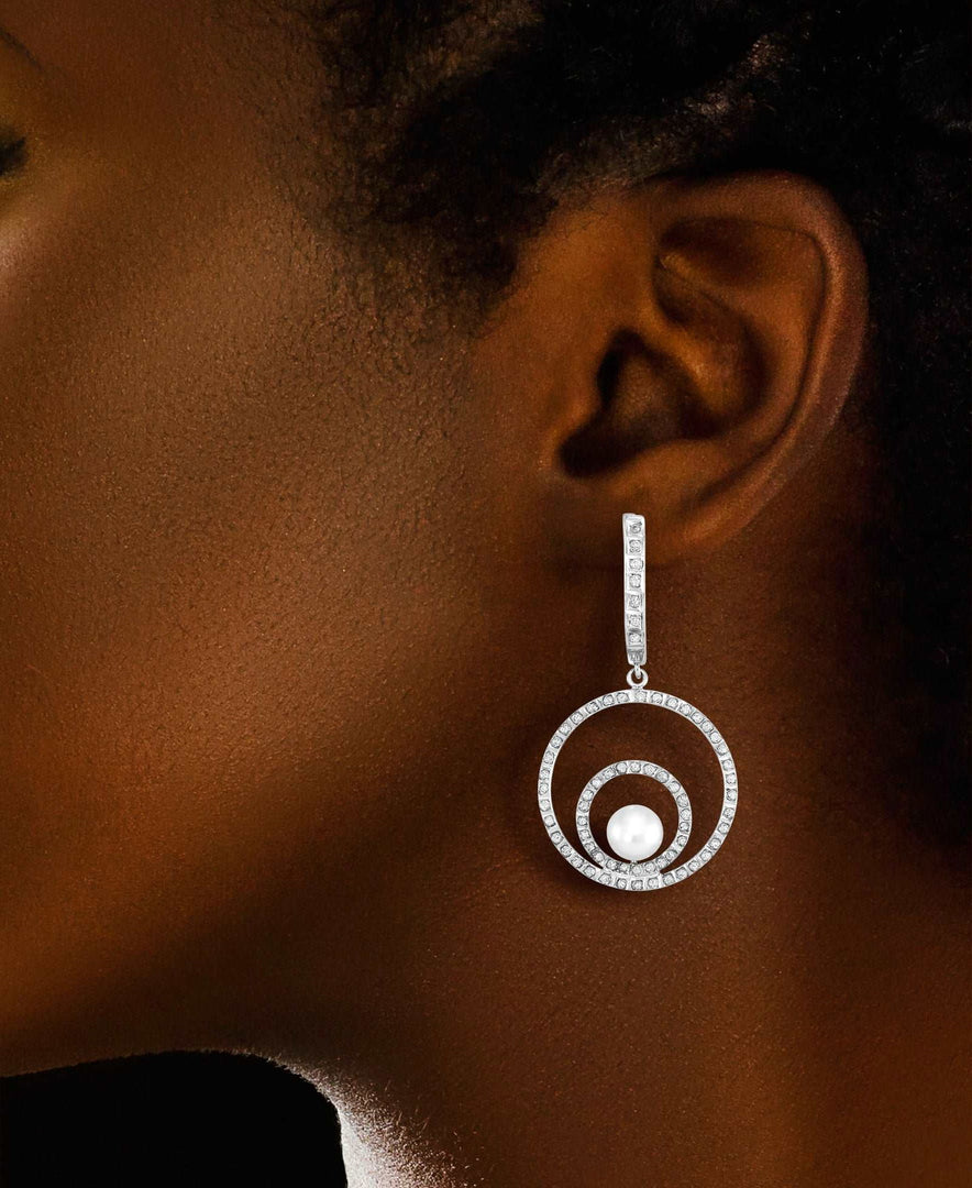Platinum over Sterling Silver_Diamond Fascination® Diamond Accent Sterling Silver Concentric Circle Drop Earrings with Genuine Cultured Pearl - iHeart Jewels_I_Heart_2