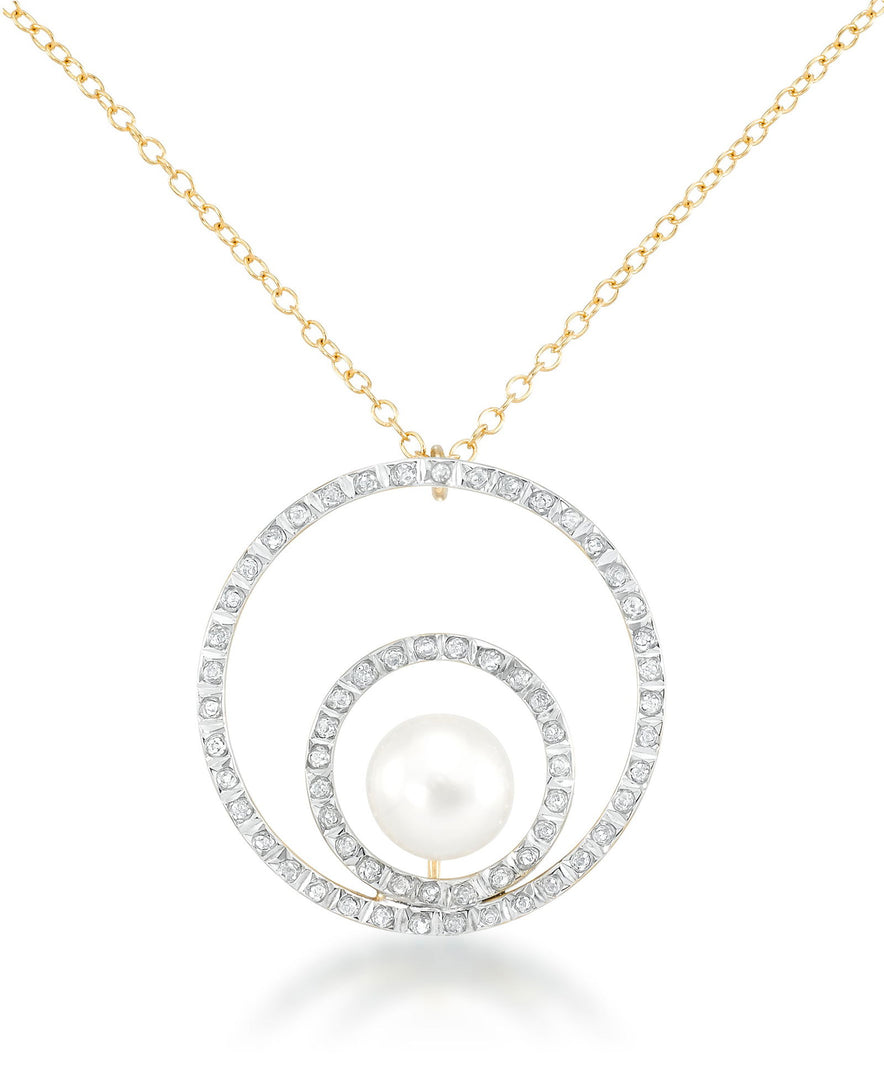 18K Yellow Gold over Sterling Silver_Diamond Fascination® Diamond Accent Sterling Silver Concentric Circle Pendant with Genuine Cultured Pearl - iHeart Jewels_I_Heart_1