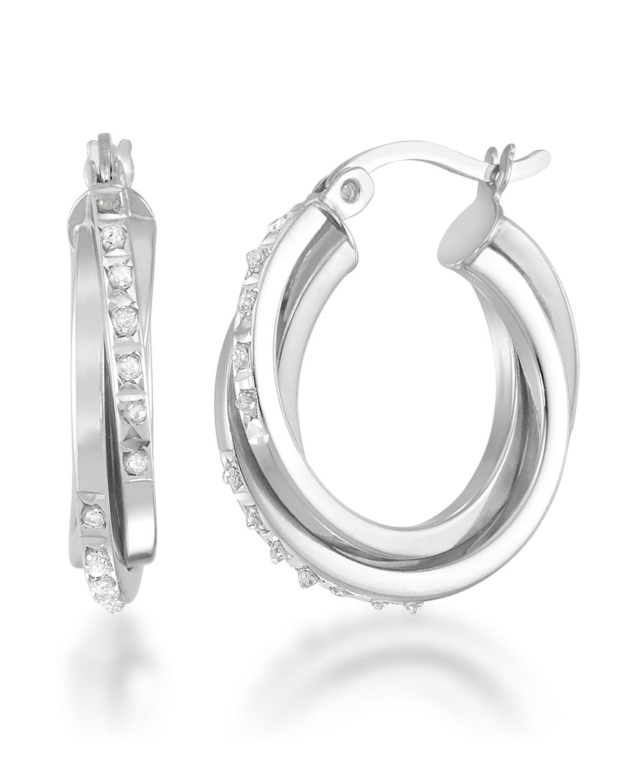 Platinum over Sterling Silver_Diamond Fascination® Diamond Accent Sterling Silver Double Twist Hoop Earrings - iHeart Jewels_I_Heart_1