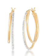 Cargar imagen en el visor de la galería, 18K Yellow Gold over Sterling Silver_Diamond Fascination® Diamond Accent Sterling Silver Graduated Oval Double Hoop Earrings - iHeart Jewels_I_Heart_1
