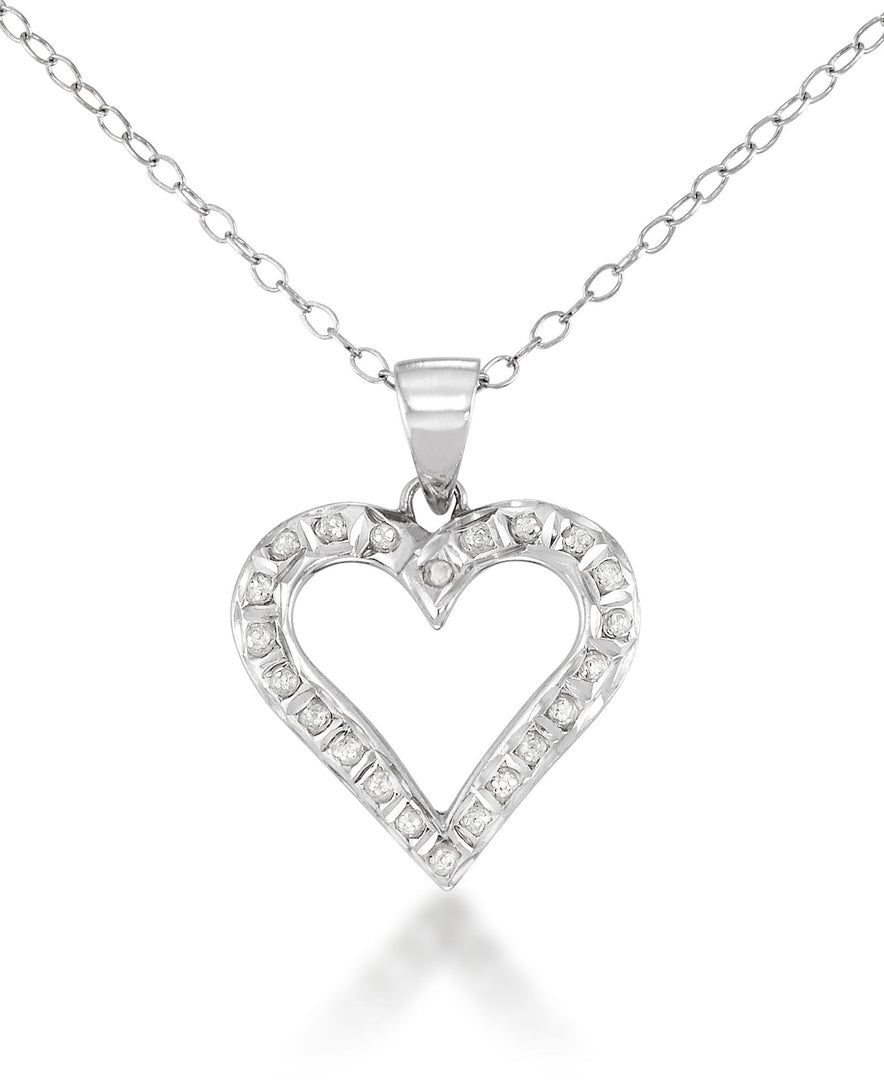 Platinum over Sterling Silver_Diamond Fascination® Diamond Accent Sterling Silver Heart Pendant & Hoop Set - iHeart Jewels_I_Heart_1