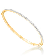 Load image into Gallery viewer, 18K Yellow Gold over Sterling Silver_Diamond Fascination® Diamond Accent Sterling Silver Hinged Bangle Bracelet_I_Heart_1

