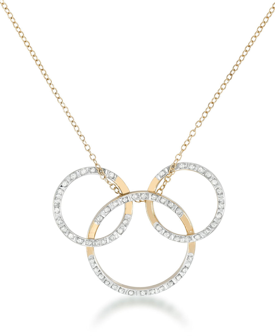 18K Yellow Gold over Sterling Silver_Diamond Fascination® Diamond Accent Sterling Silver Interlocking Circles Necklace Set - iHeart Jewels_I_Heart_1